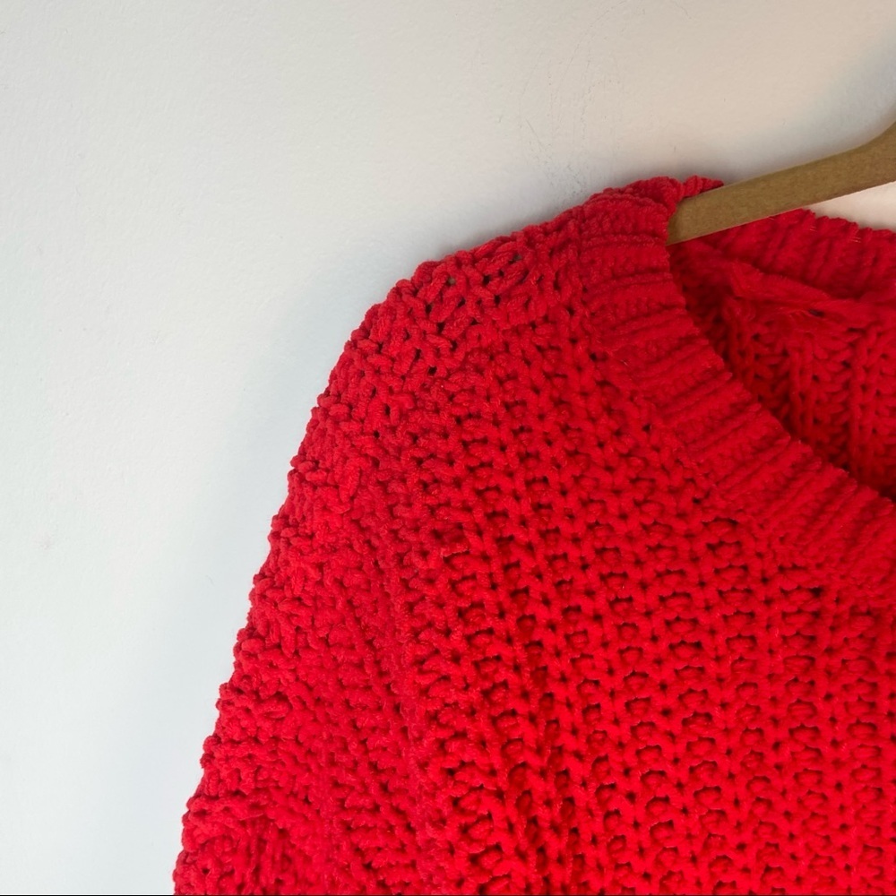 Alya Vibrant Red Knit Soft Cutout Sweater Size Medium - Picture 5 of 9